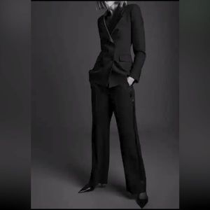 ZARA WOMEN STRAIGHT LEG Satin TUXEDO PANTS